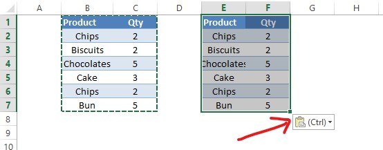 Locating the Paste Icon