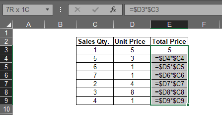 Selecting all Entries of Column E