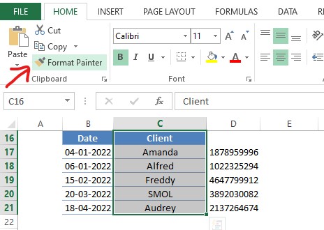 Locating the Format Painter