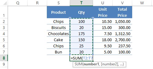 Selecting Range to Total