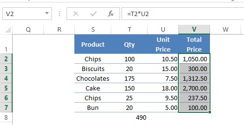 Selecting Total Price