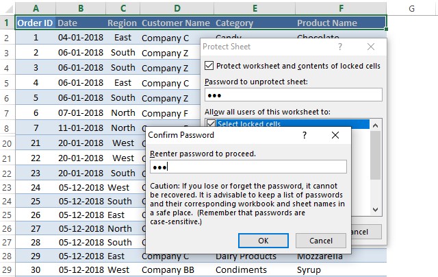 Confirming Chosen Password