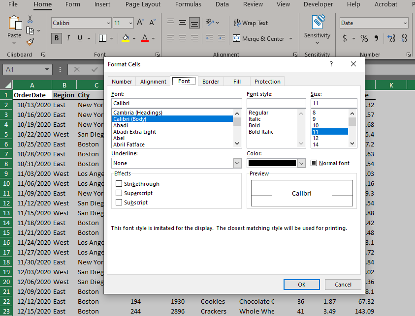 Format Cells Dialog