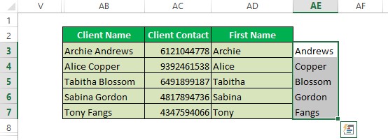 Selecting Column AE