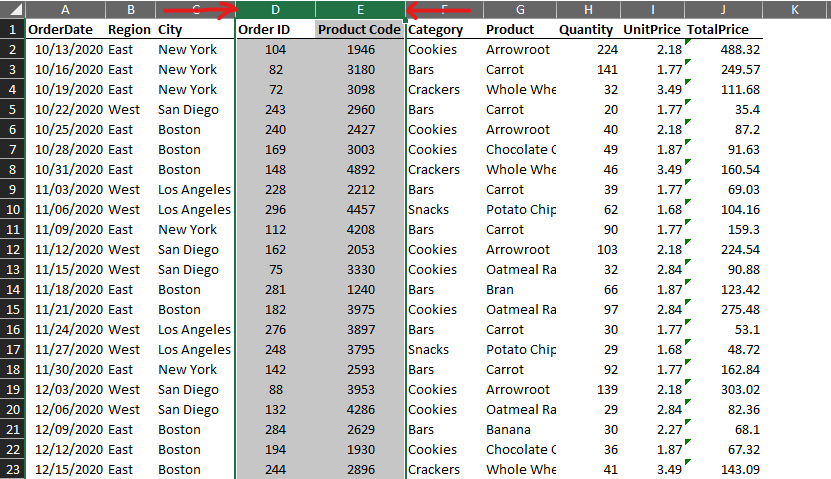 Selecting the Columns