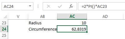 Value of Circumference