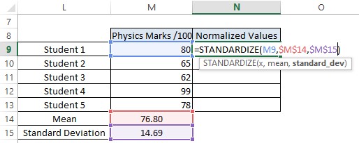 Normalized Value Calculated