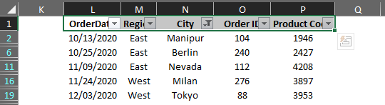 Unique Values Filtered