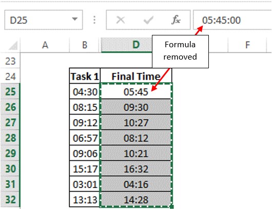 Cells with Formulae Removed