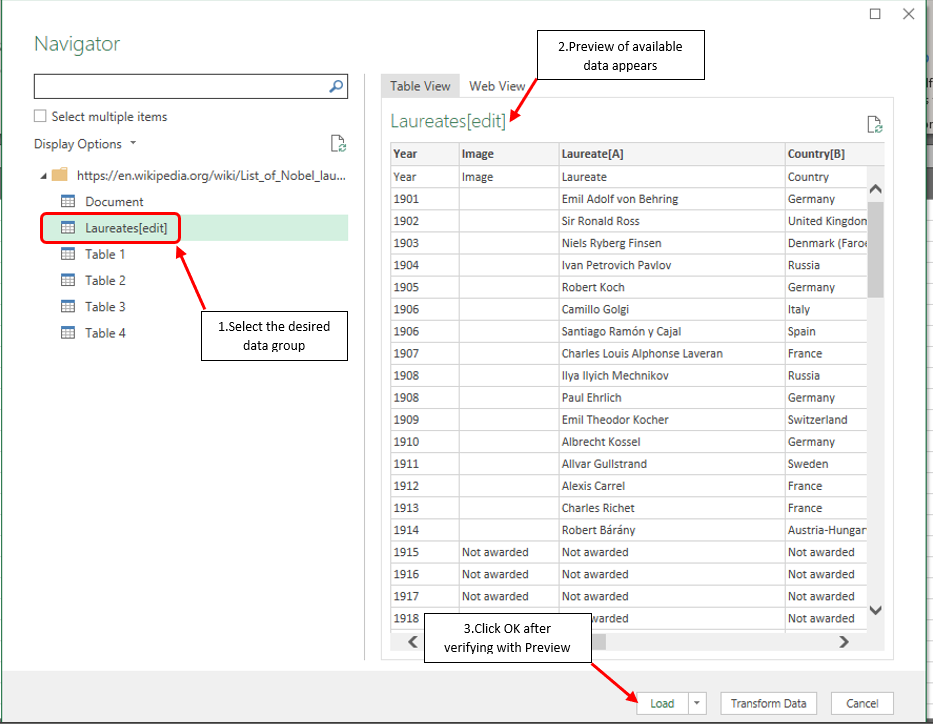 Navigator Panel with Data Preview