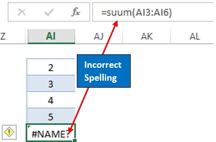 SUM Formula Misspelt