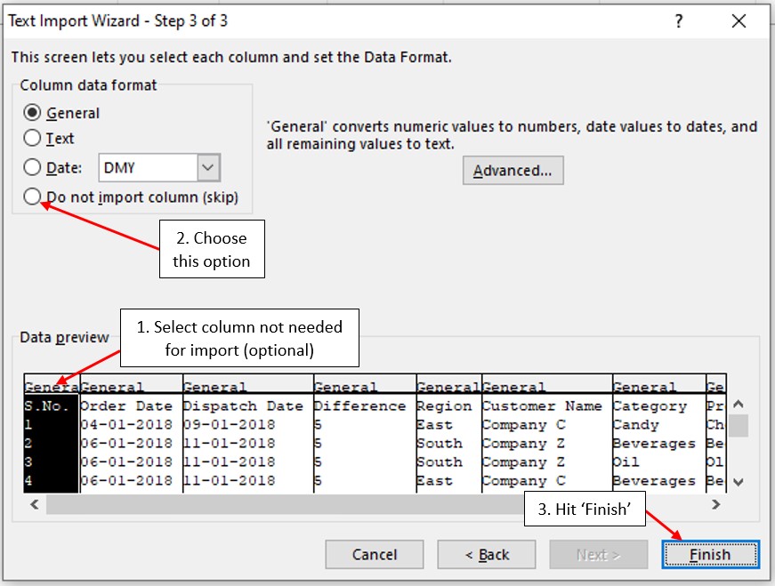 Text Import Wizard – Step 3