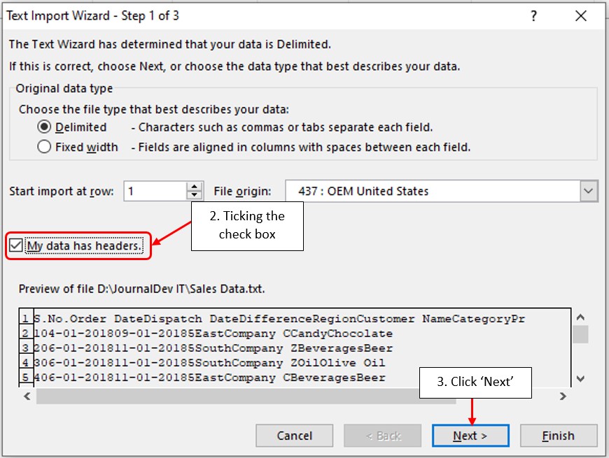 Ticking the Data Headers