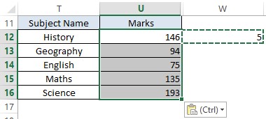 Addition by Paste Values