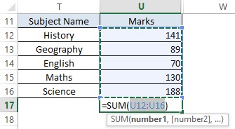 Constructing AUTOSUM