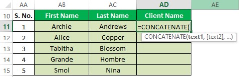 Constructing CONCATENATE