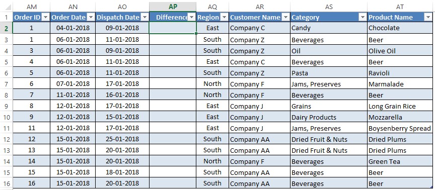 Data Table for Demo