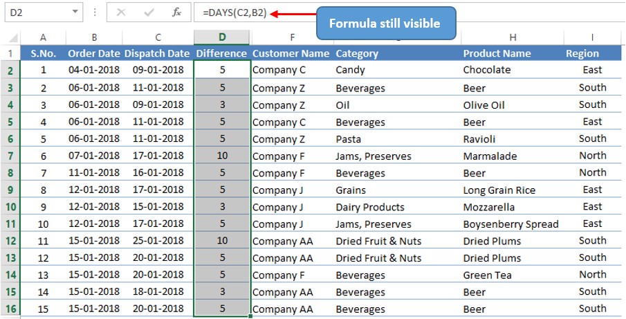 Formula Not Hidden