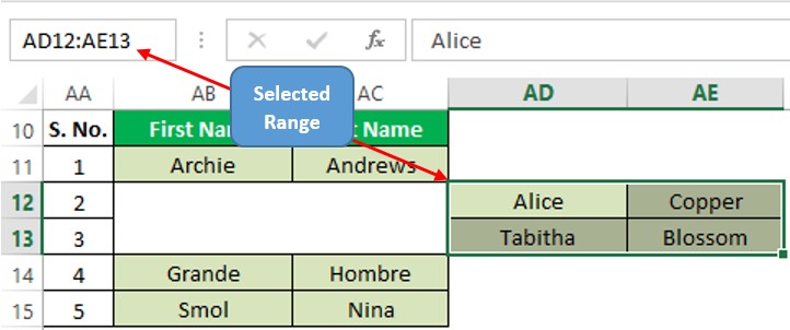 Selecting using Name