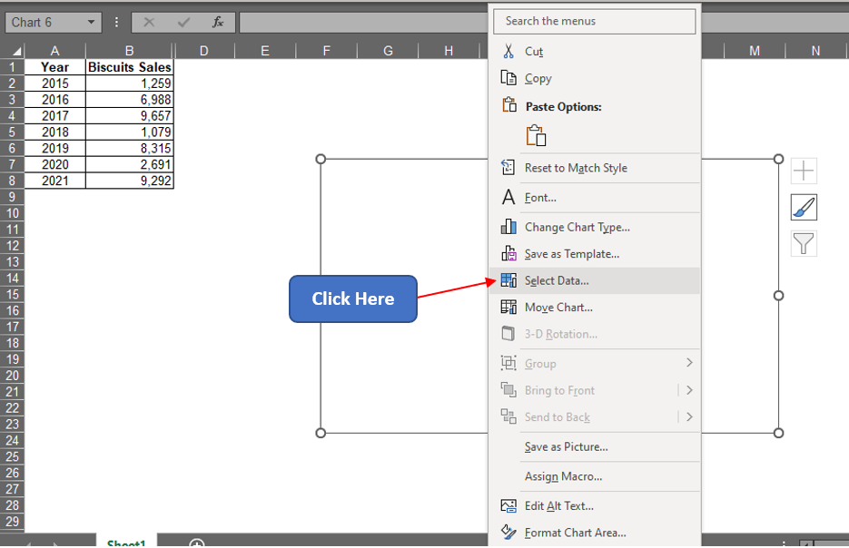 Choosing Select Data Option