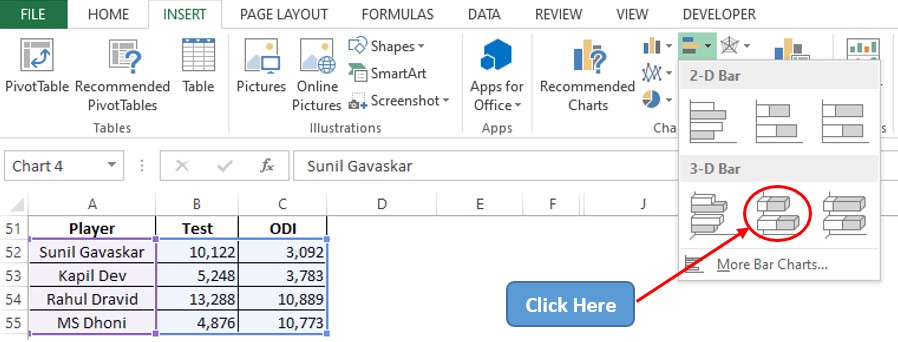 Selecting 3D Bar Chart