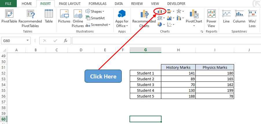 Selecting Column Chart Option