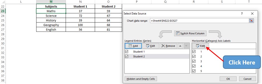 Selecting Horizontal Axis Labels 1