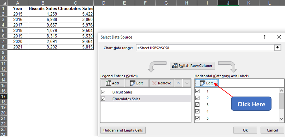 Selecting Horizontal Axis Labels 1