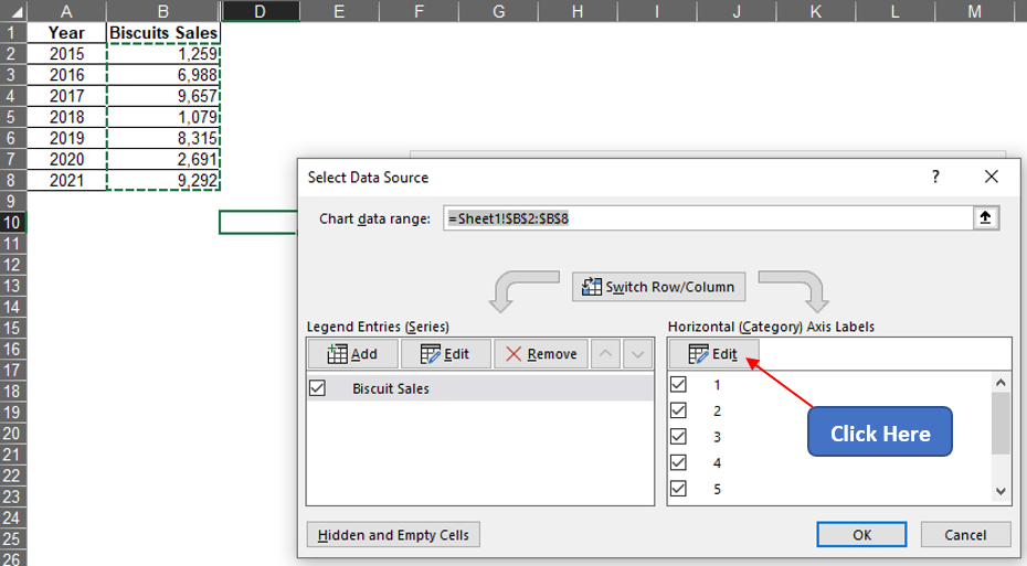 Selecting Horizontal Axis Labels