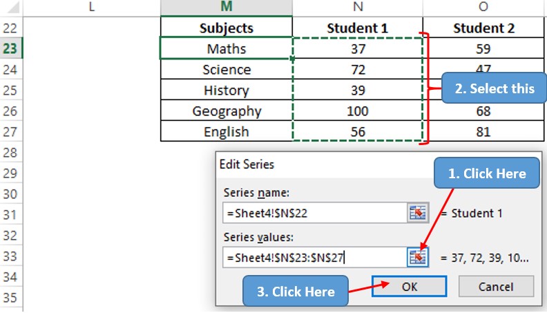 Selecting the Marklist of Student 1