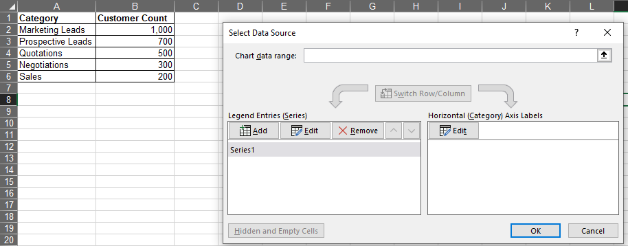 Select Data Source Appears