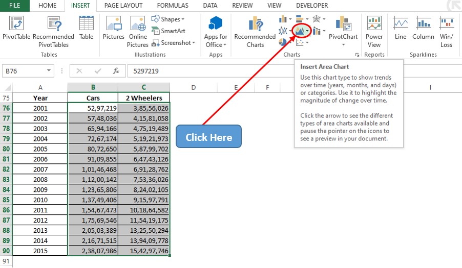 Selecting Area Chart