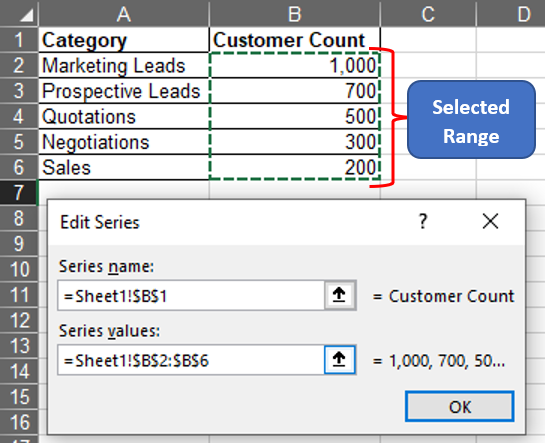 Selecting Data Name for Series 1