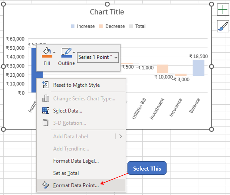 Selecting Format Data Point Option
