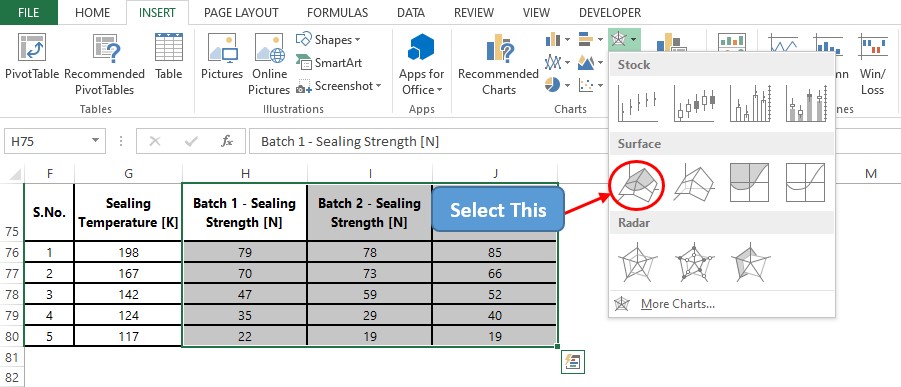 Selecting the 3D Surface Plot Option