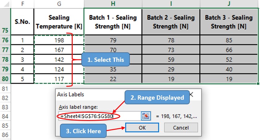 Selecting the Horizontal Axis Values