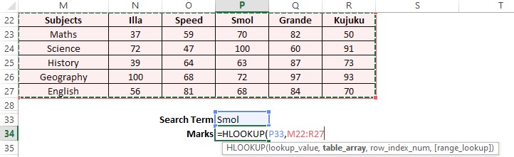 Selecting the Table Range